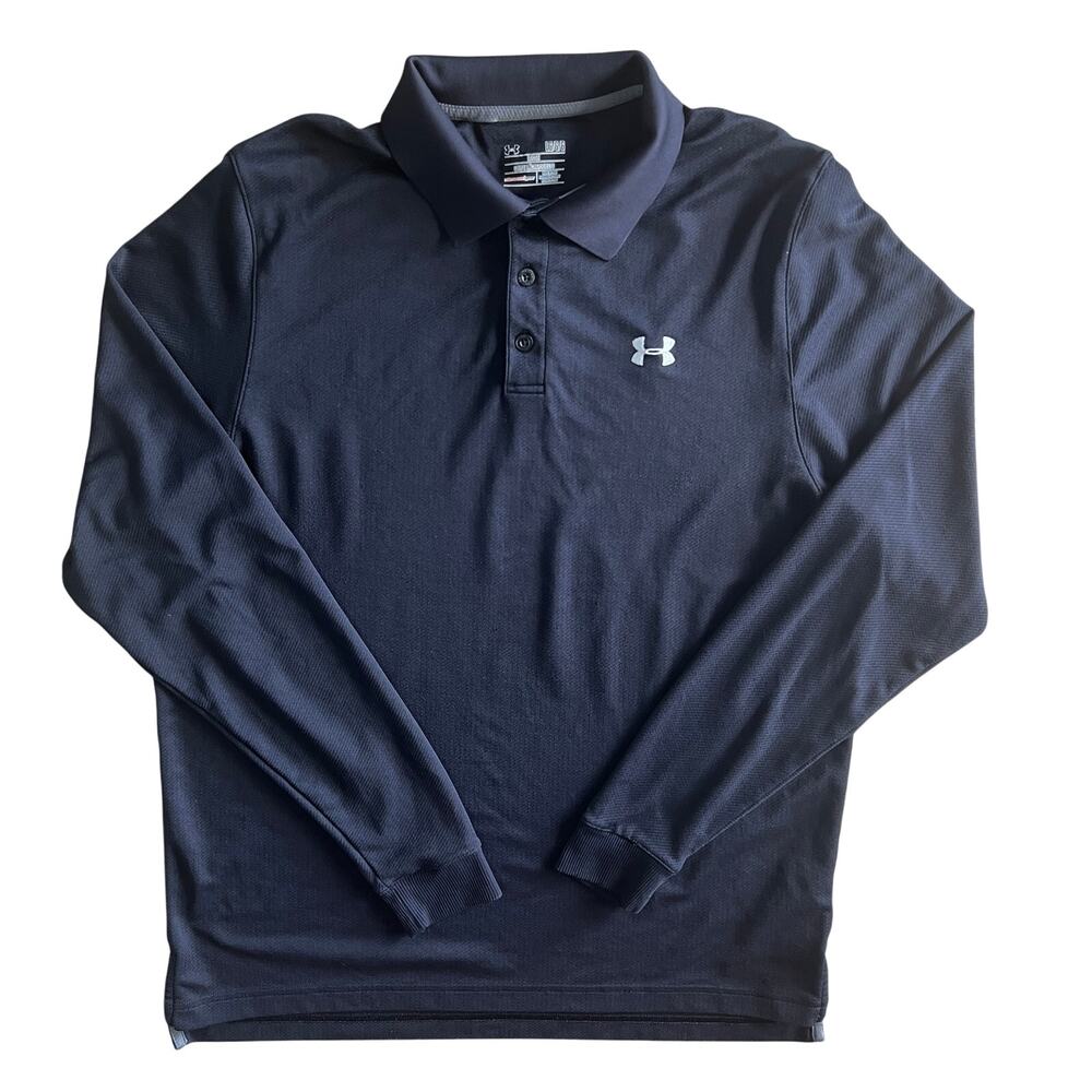 Under Armour Men’s Black Loose AllSeasonGear Long Sleeve Polo LG